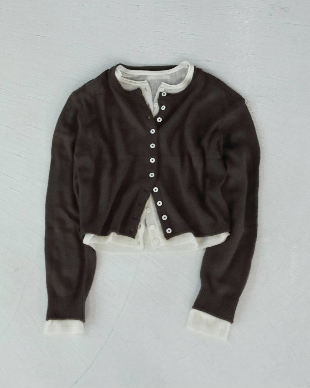 【anuke 2026 winter】Layered Crewneck Cardigan - Champdelarose