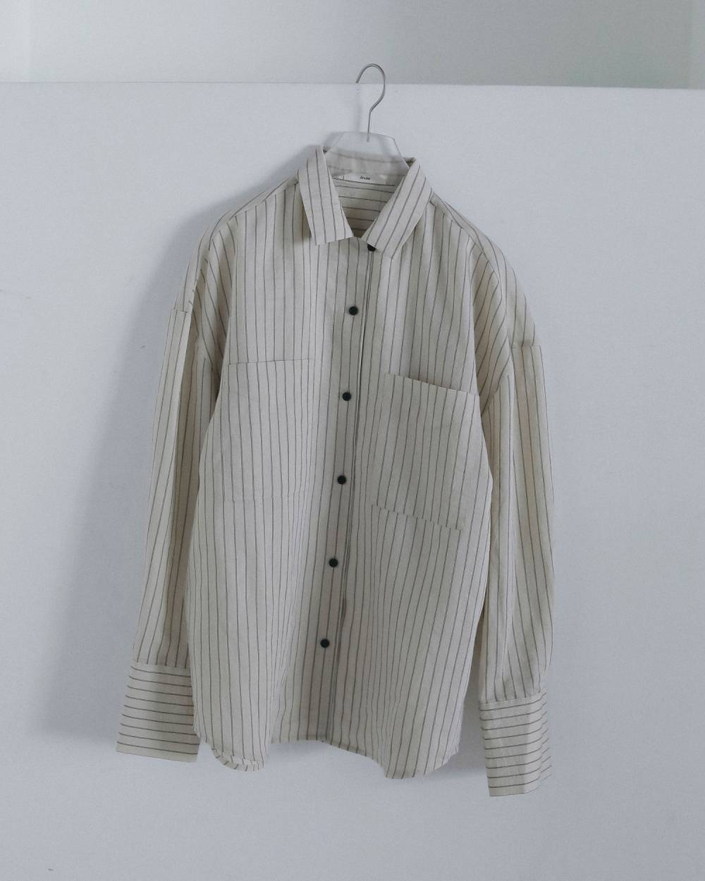【anuke 2026 winter】Opencollar Stripe Shirts - Champdelarose
