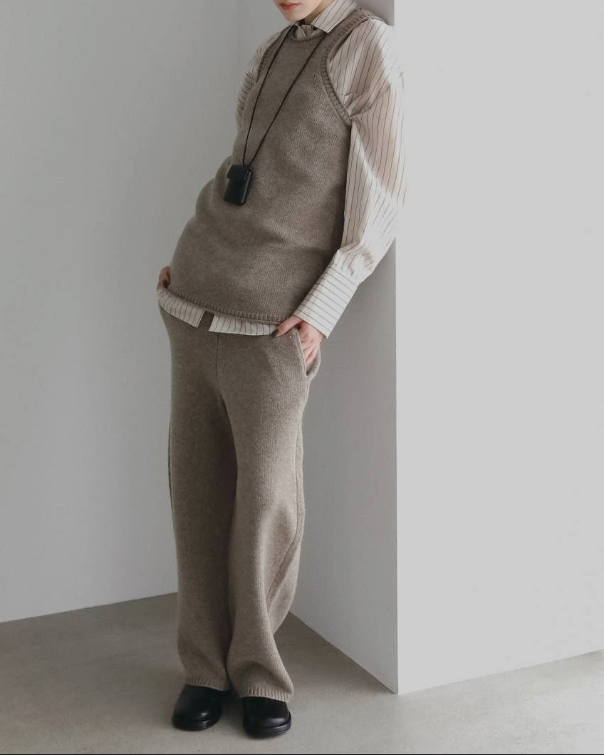 【anuke 2026 winter】Opencollar Stripe Shirts - Champdelarose