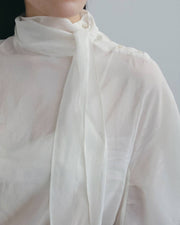 【anuke 2026 winter】Organdy Tie Blouse - Champdelarose
