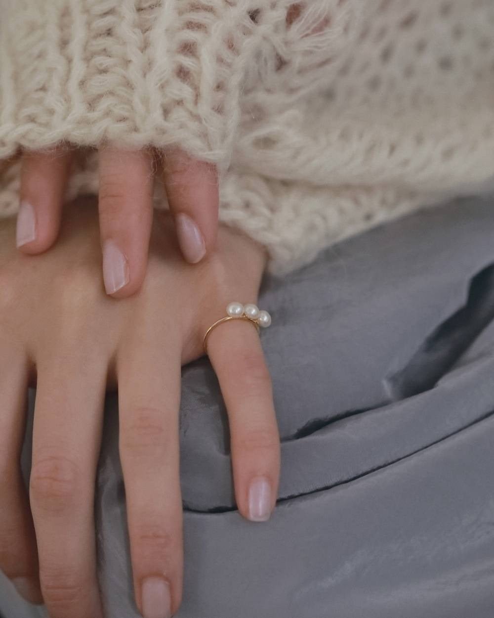 【anuke 2026 winter】Pearlline Pinky Ring - Champdelarose