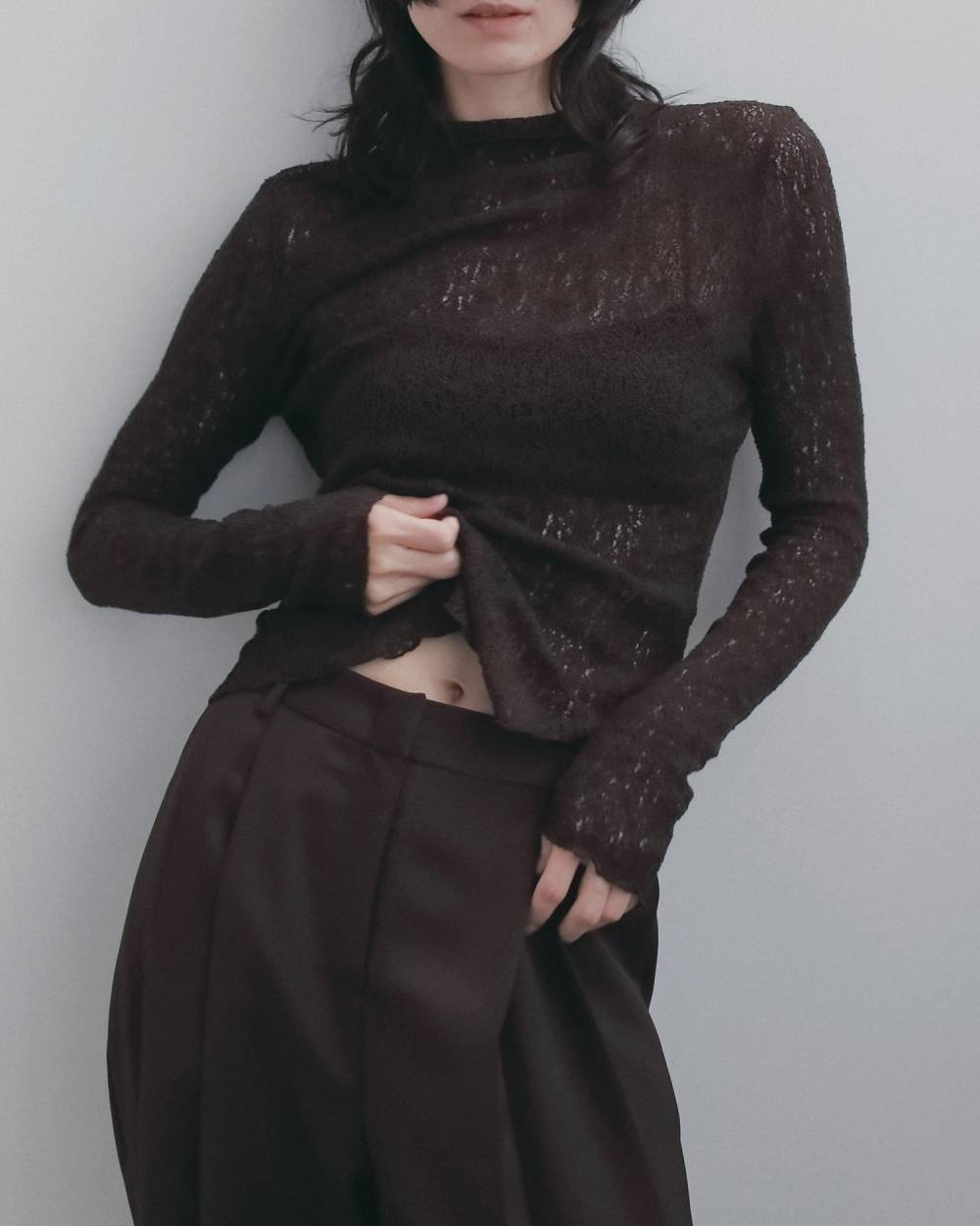 【anuke 2026 winter】Raschel Lace Turtle - Champdelarose