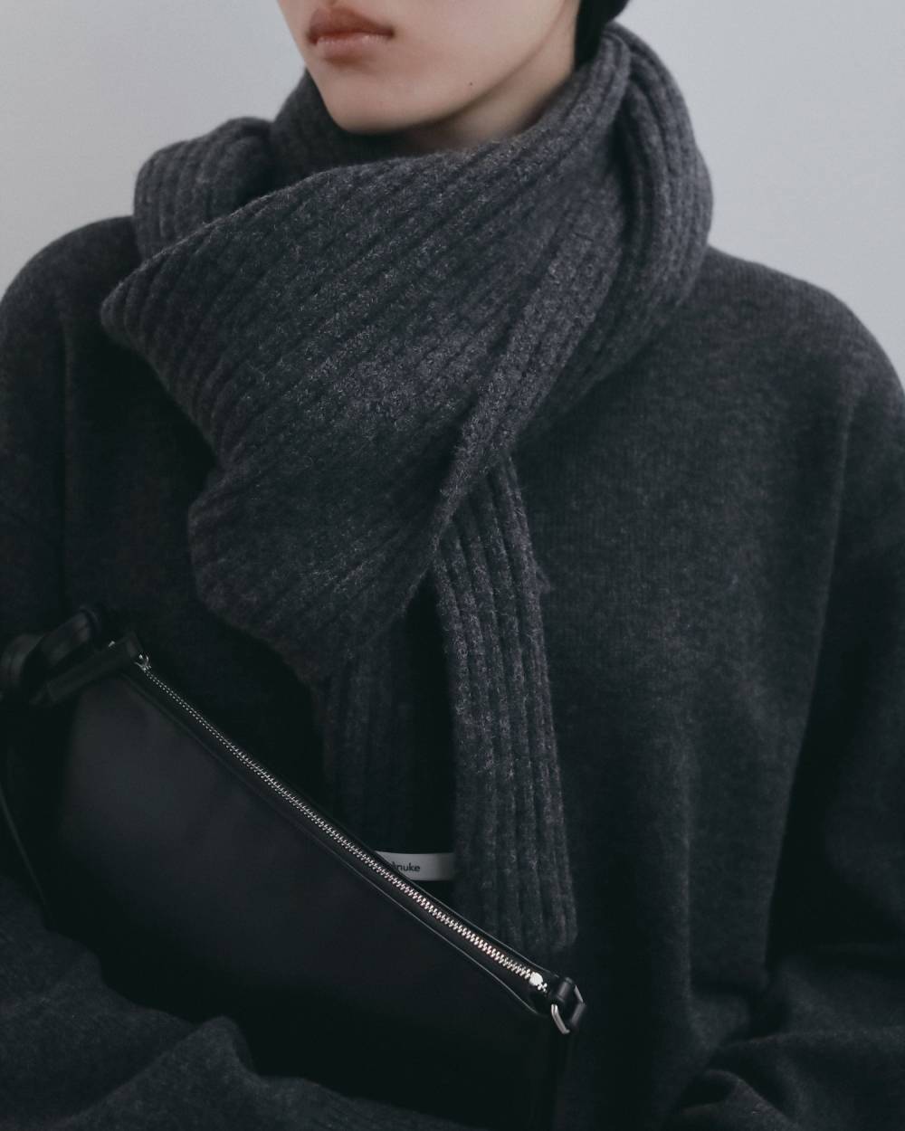 【anuke 2026 winter】Rib Knit Stole - Champdelarose