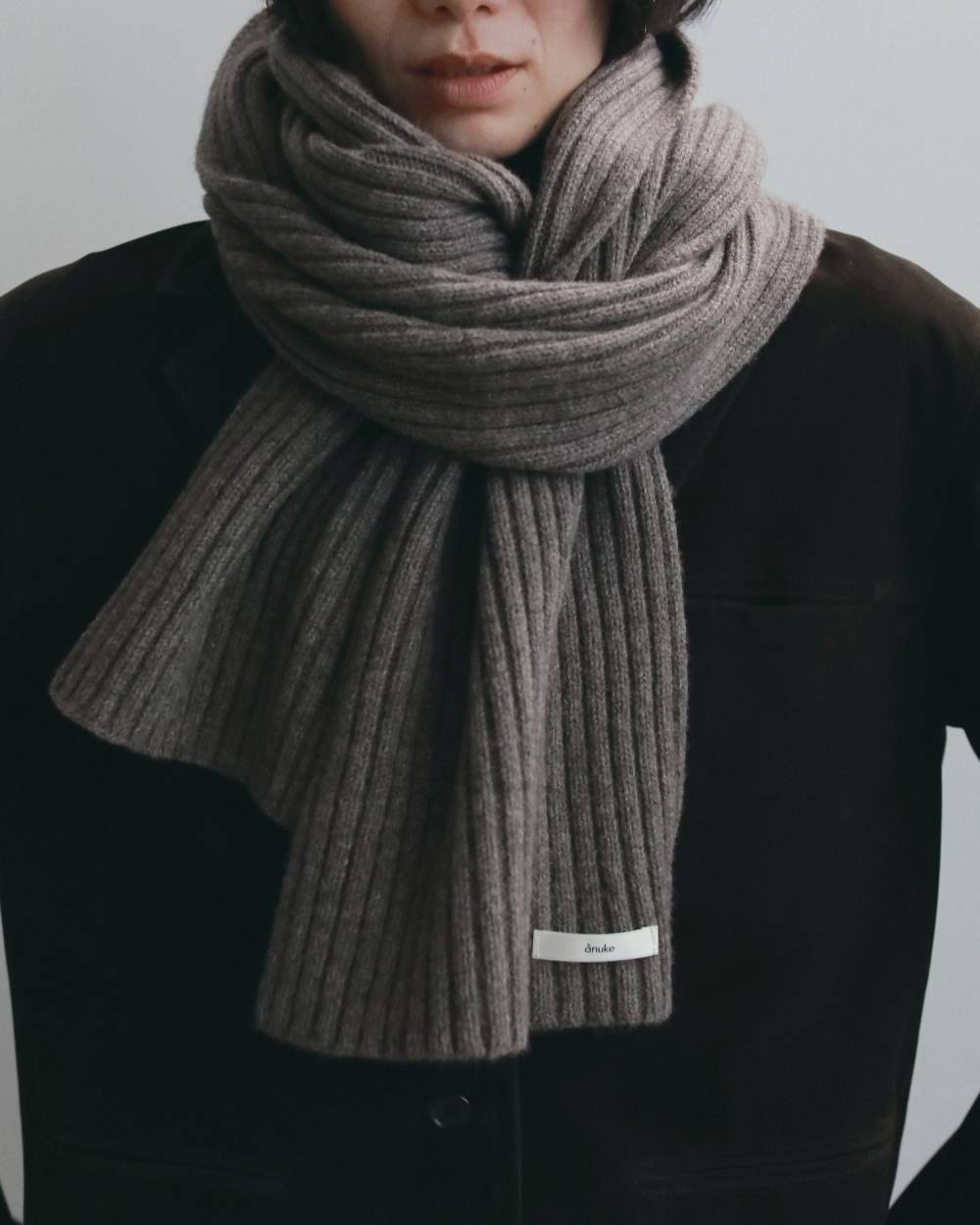 【anuke 2026 winter】Rib Knit Stole - Champdelarose