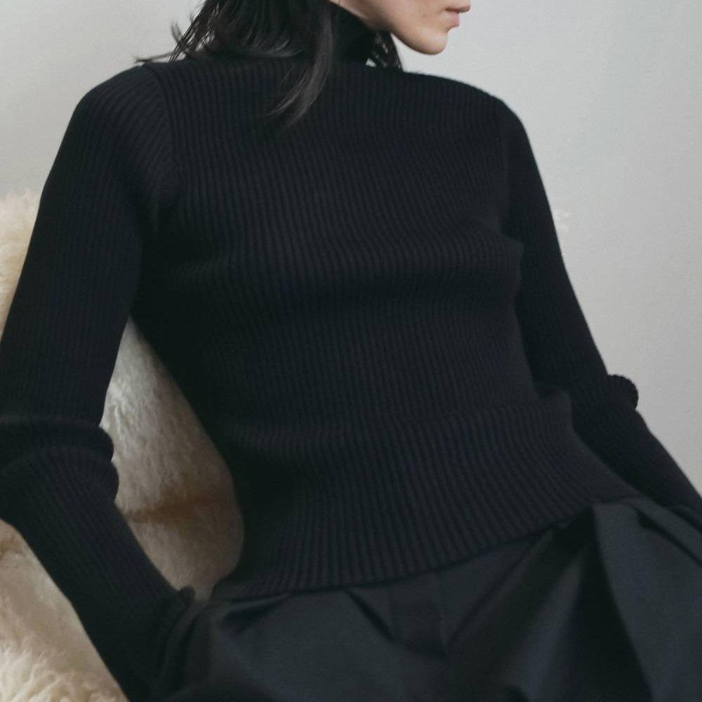 【anuke 2026 winter】Slit Turtle Knit - Champdelarose