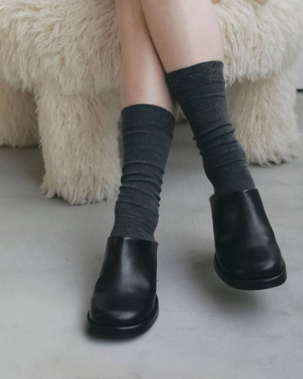 【anuke 2026 winter】Square Heel Slip-on - Champdelarose