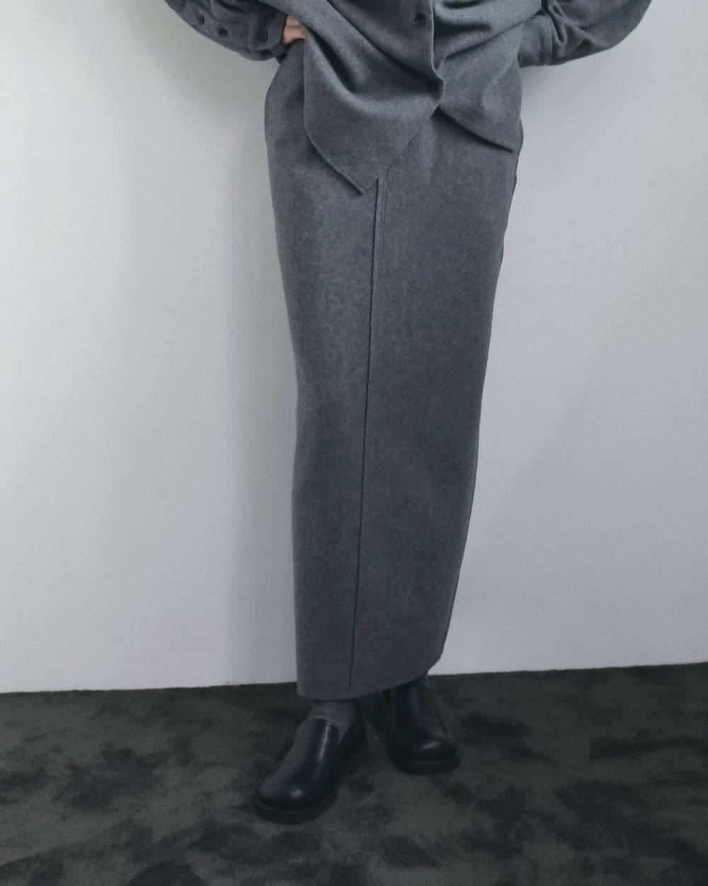 【anuke 2026 winter】Wool Cutoff Skirt - Champdelarose
