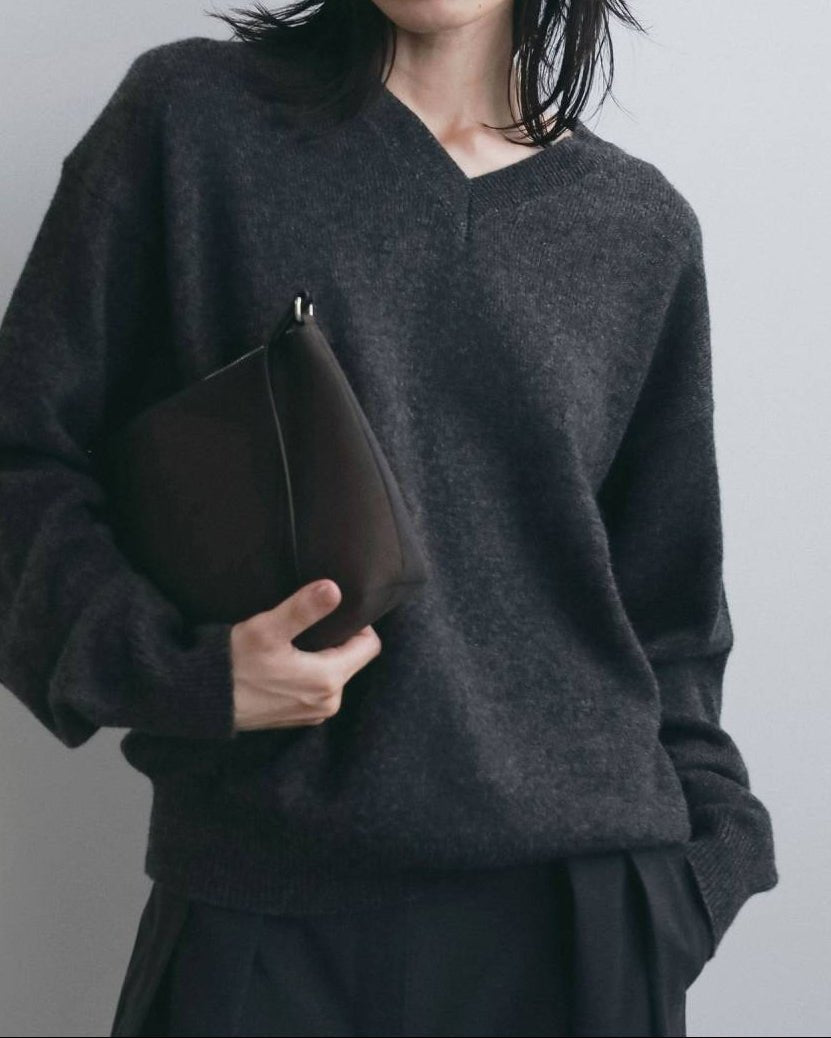 【anuke 2026 winter】Wool Vneck Knit - Champdelarose