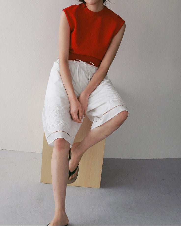 【anuke 2027 SS】Embroidery Half Pants - 4月下旬頃発送 - Champdelarose