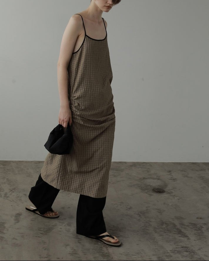 【anuke 2027 SS】Suckercheck Cami Onepiece - 5月下旬頃発送 - Champdelarose