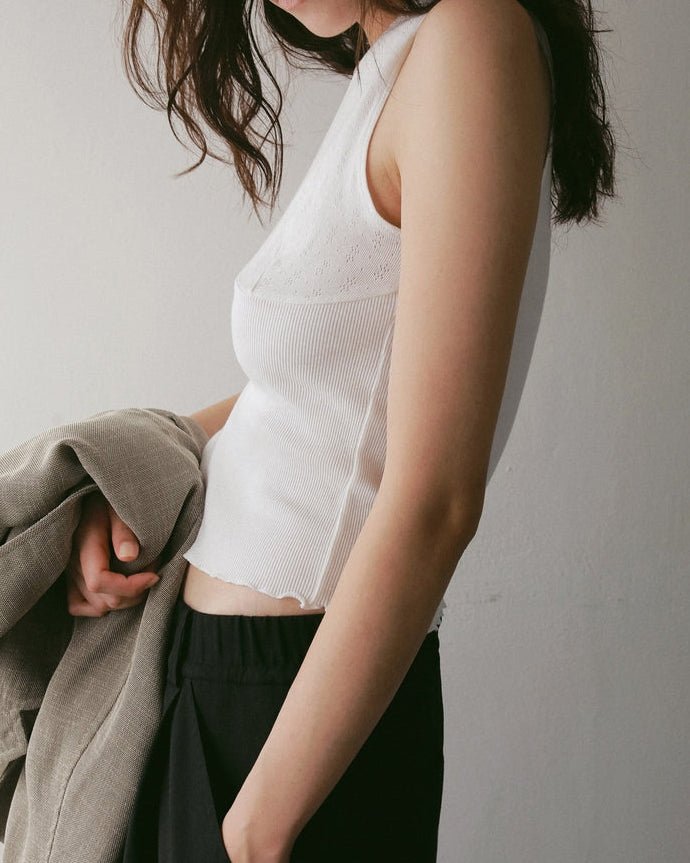 【anuke 2027 SS】Vintage Patternmesh Tanktop - 4月下旬頃発送 - Champdelarose
