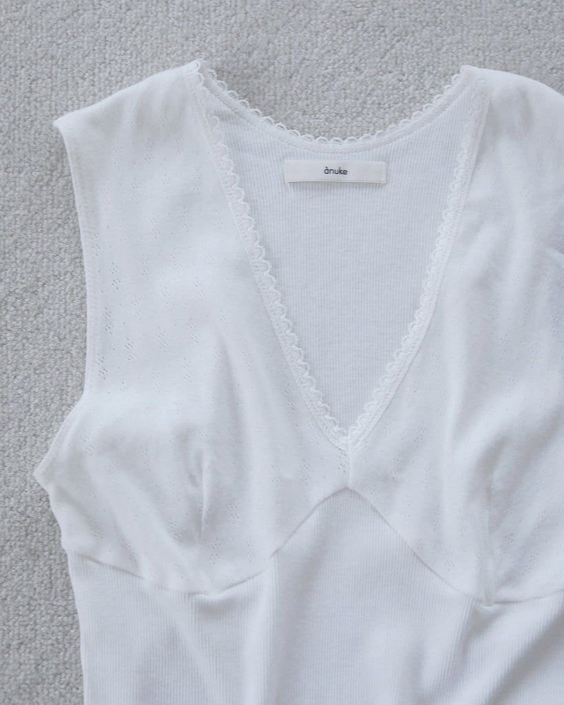 【anuke 2027 SS】Vintage Patternmesh Tanktop - 4月下旬頃発送 - Champdelarose