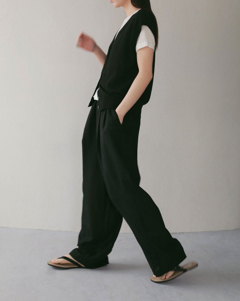 【anuke 2027 SS】Woolchambray Tuck Pants - 4月下旬頃発送 - Champdelarose