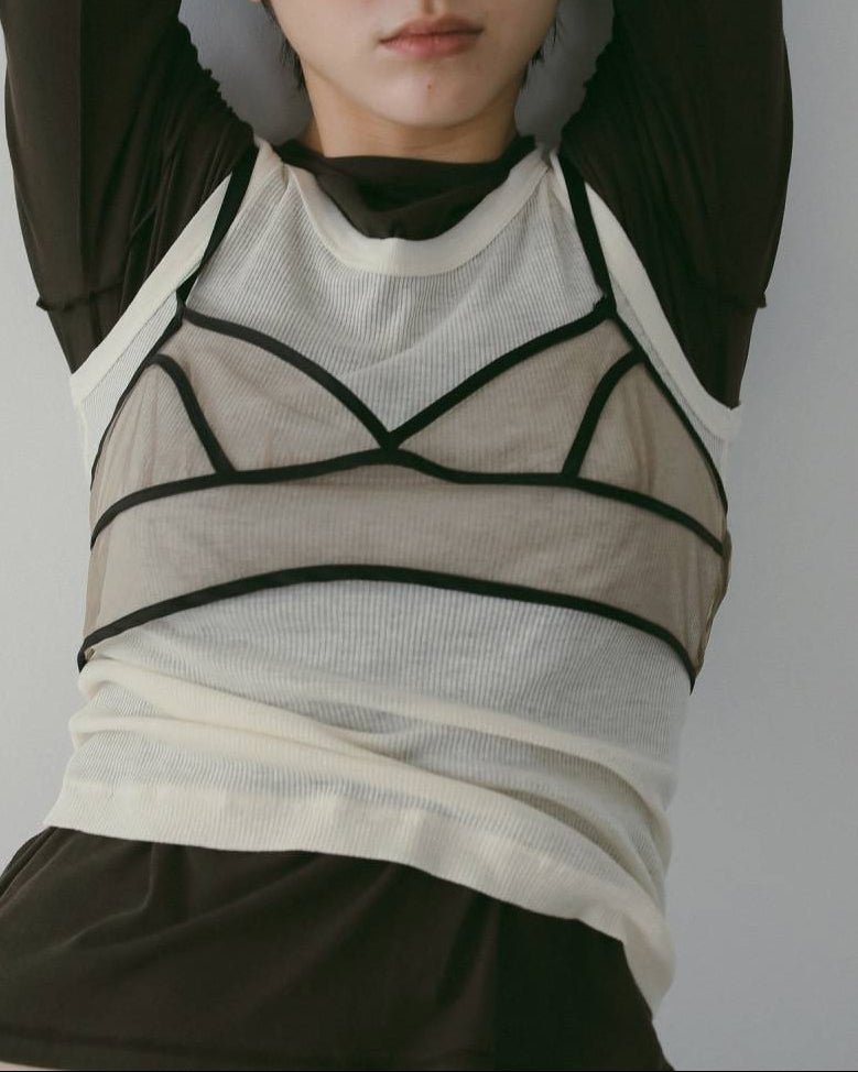 【anuke 26 SPRING / SUMMER】Bicolor Tulle Bratop - Champdelarose