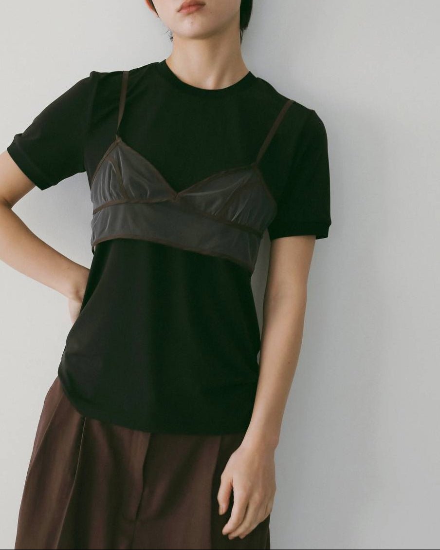 【anuke 26 SPRING / SUMMER】Bicolor Tulle Bratop - Champdelarose