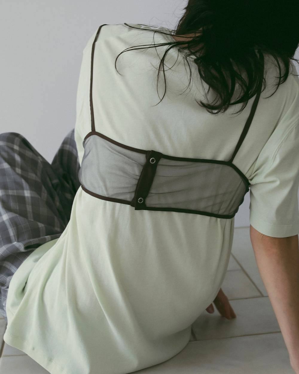 【anuke 26 SPRING / SUMMER】Bicolor Tulle Bratop - Champdelarose