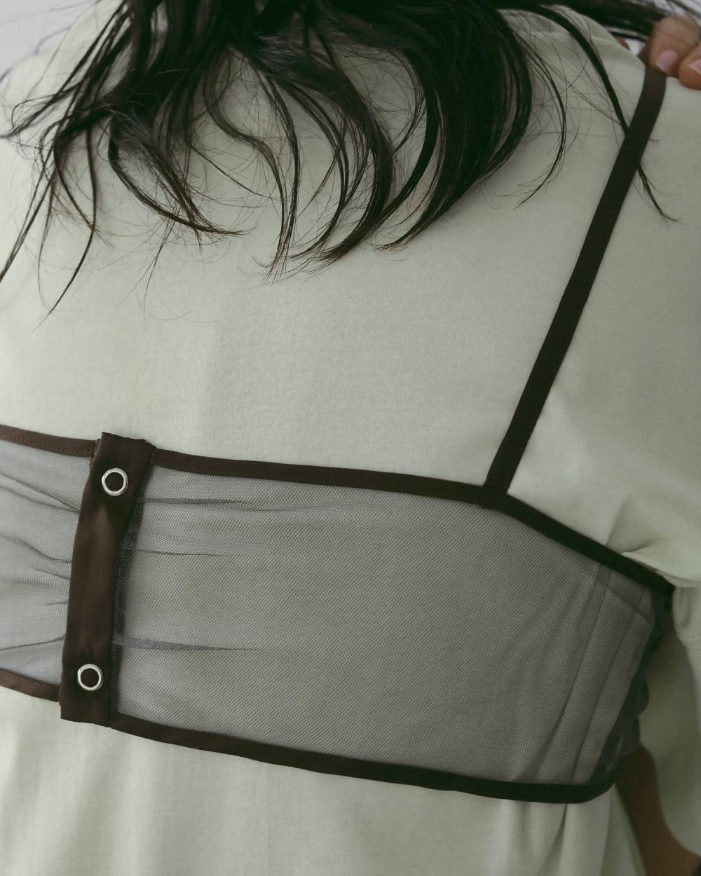 【anuke 26 SPRING / SUMMER】Bicolor Tulle Bratop - Champdelarose