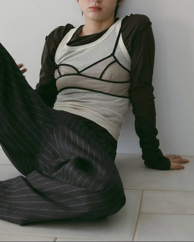 【anuke 26 SPRING / SUMMER】Bicolor Tulle Bratop - Champdelarose