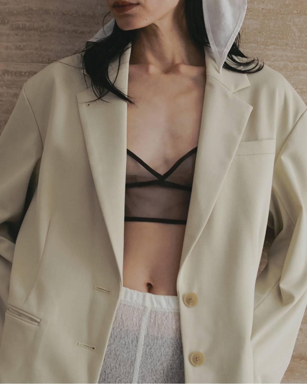 【anuke 26 SPRING / SUMMER】Bicolor Tulle Bratop - Champdelarose