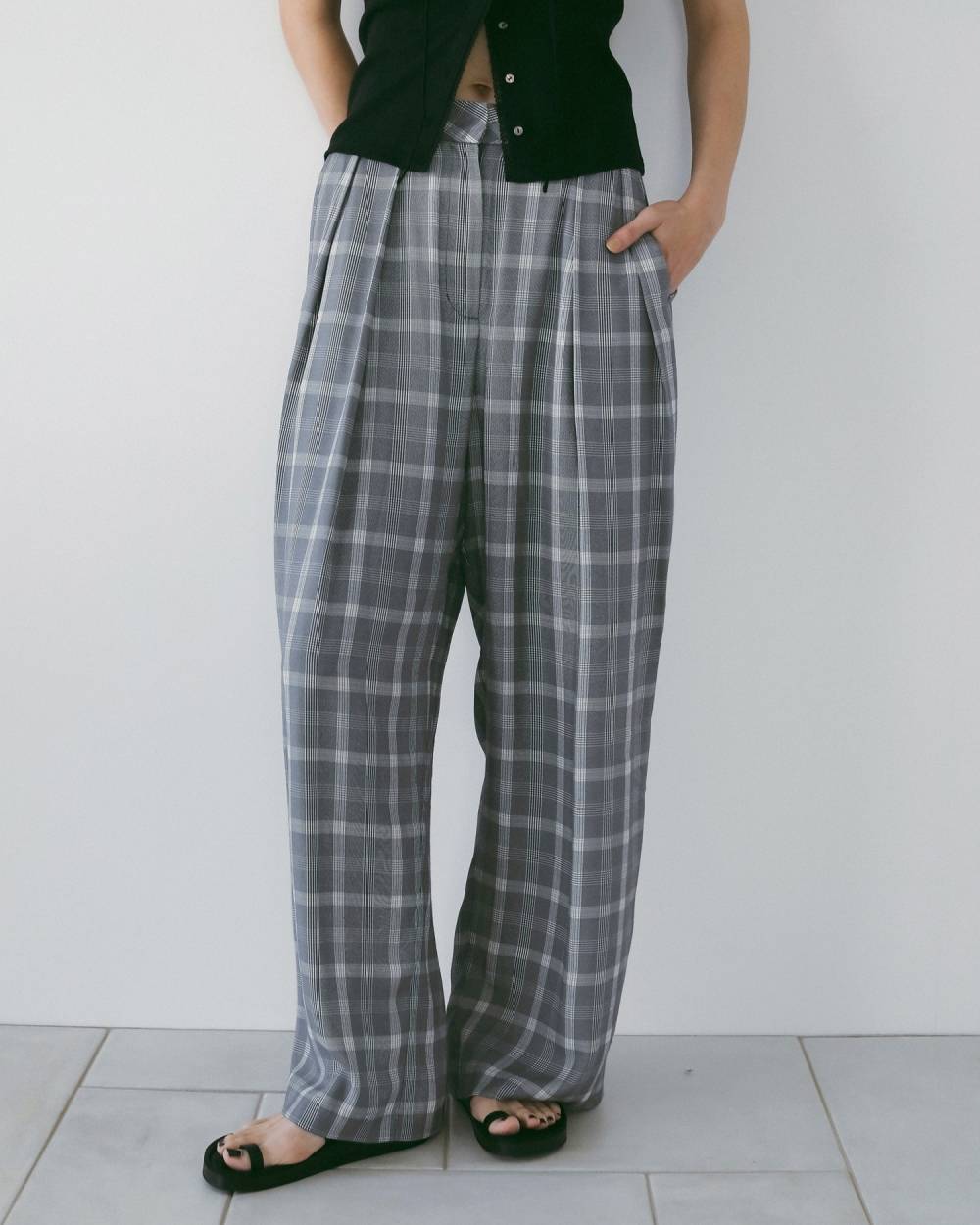 【anuke 26 SPRING / SUMMER】Check Daubletuck Pants - Champdelarose