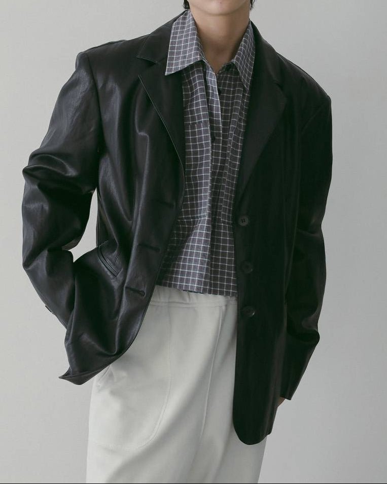 【anuke 26 SPRING / SUMMER】Ecoleather Tailored Jacket - Champdelarose