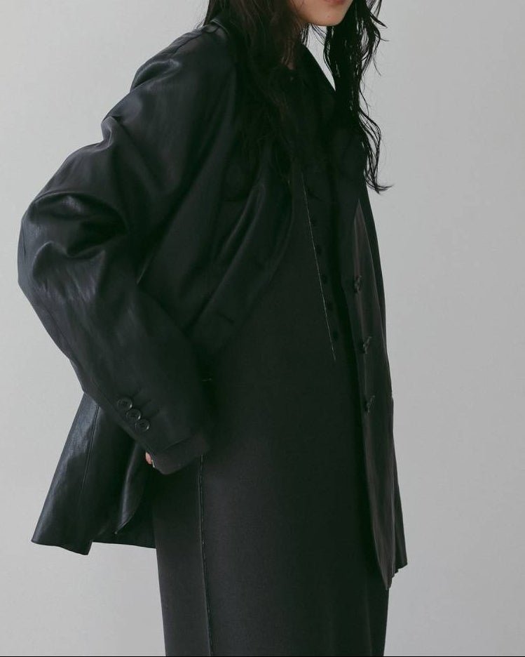 【anuke 26 SPRING / SUMMER】Ecoleather Tailored Jacket - Champdelarose