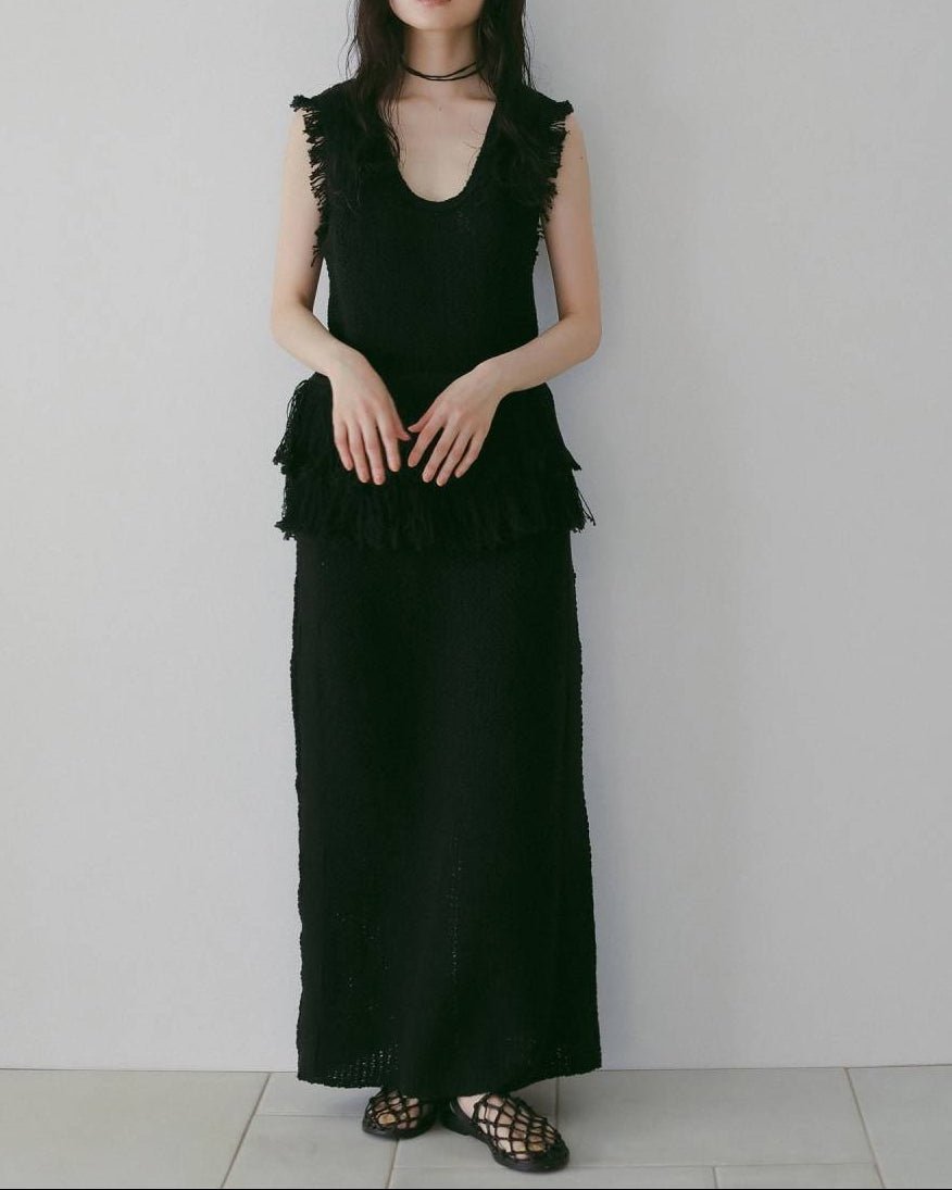 【anuke 26 SPRING / SUMMER】Fringe Knit Tanktop - Champdelarose