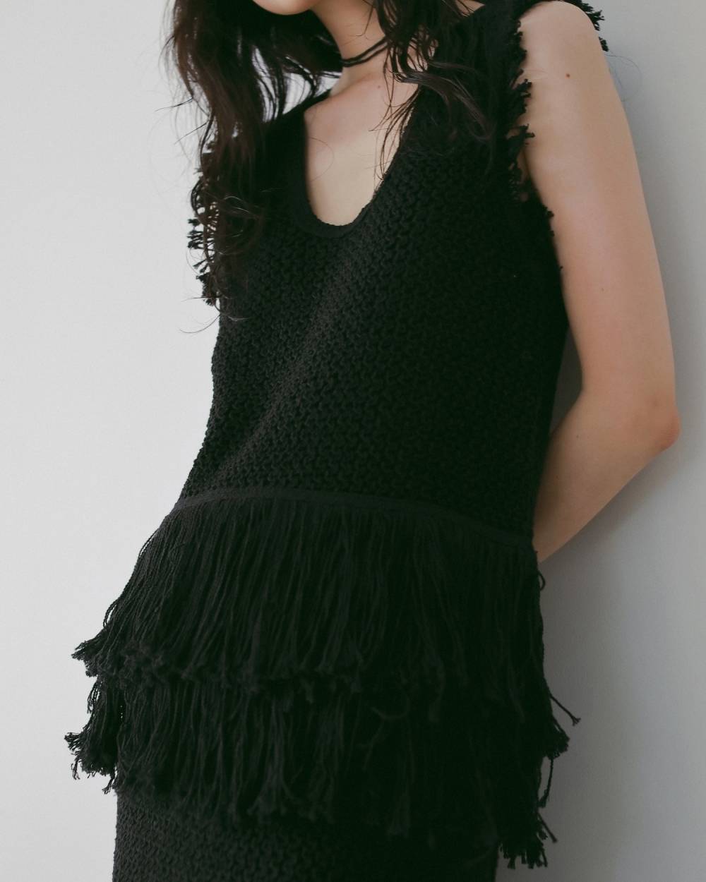 【anuke 26 SPRING / SUMMER】Fringe Knit Tanktop - Champdelarose