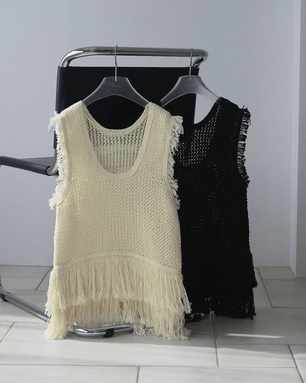 【anuke 26 SPRING / SUMMER】Fringe Knit Tanktop - Champdelarose