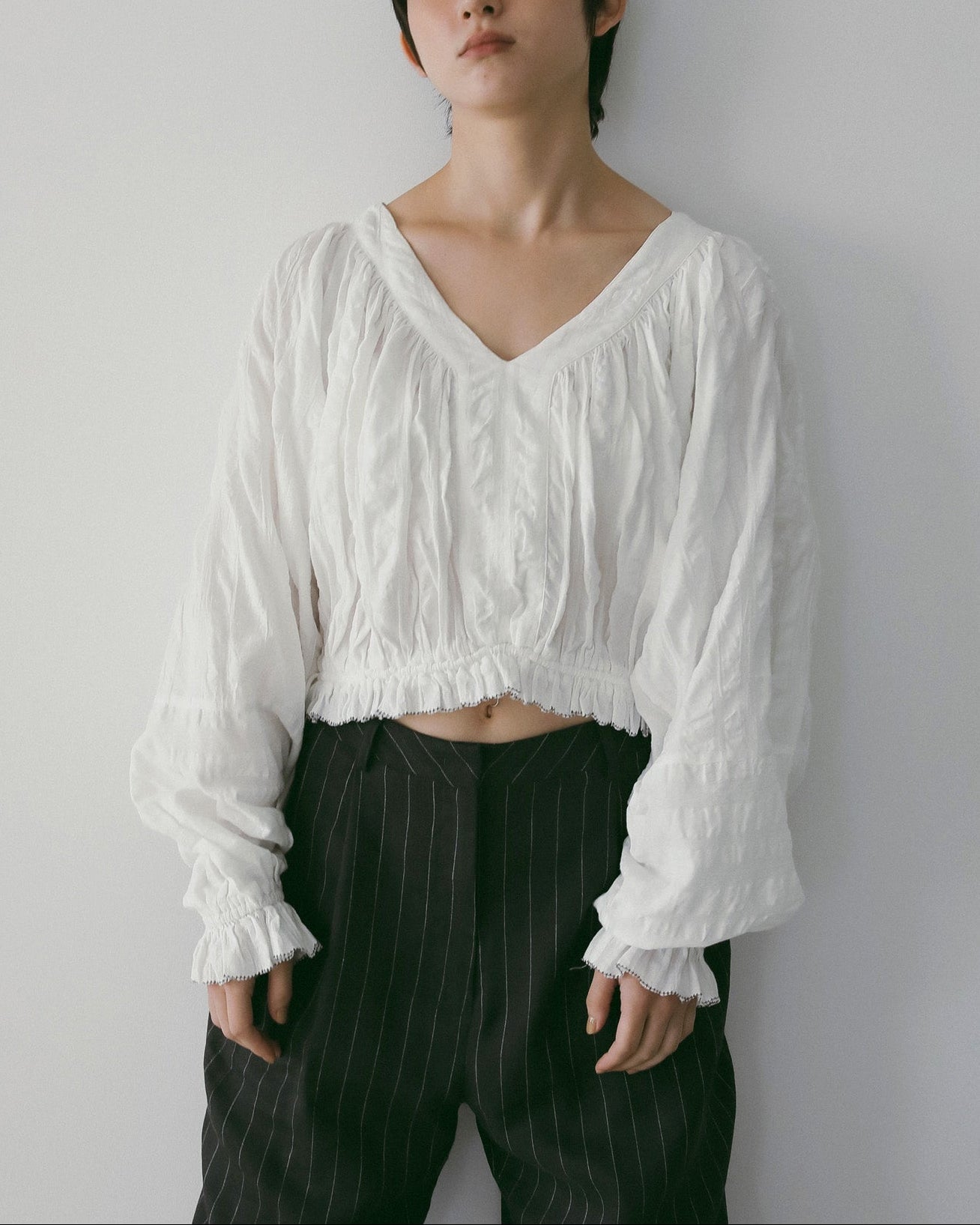 【anuke 26 SPRING / SUMMER】Gather Volume Blouse - Champdelarose