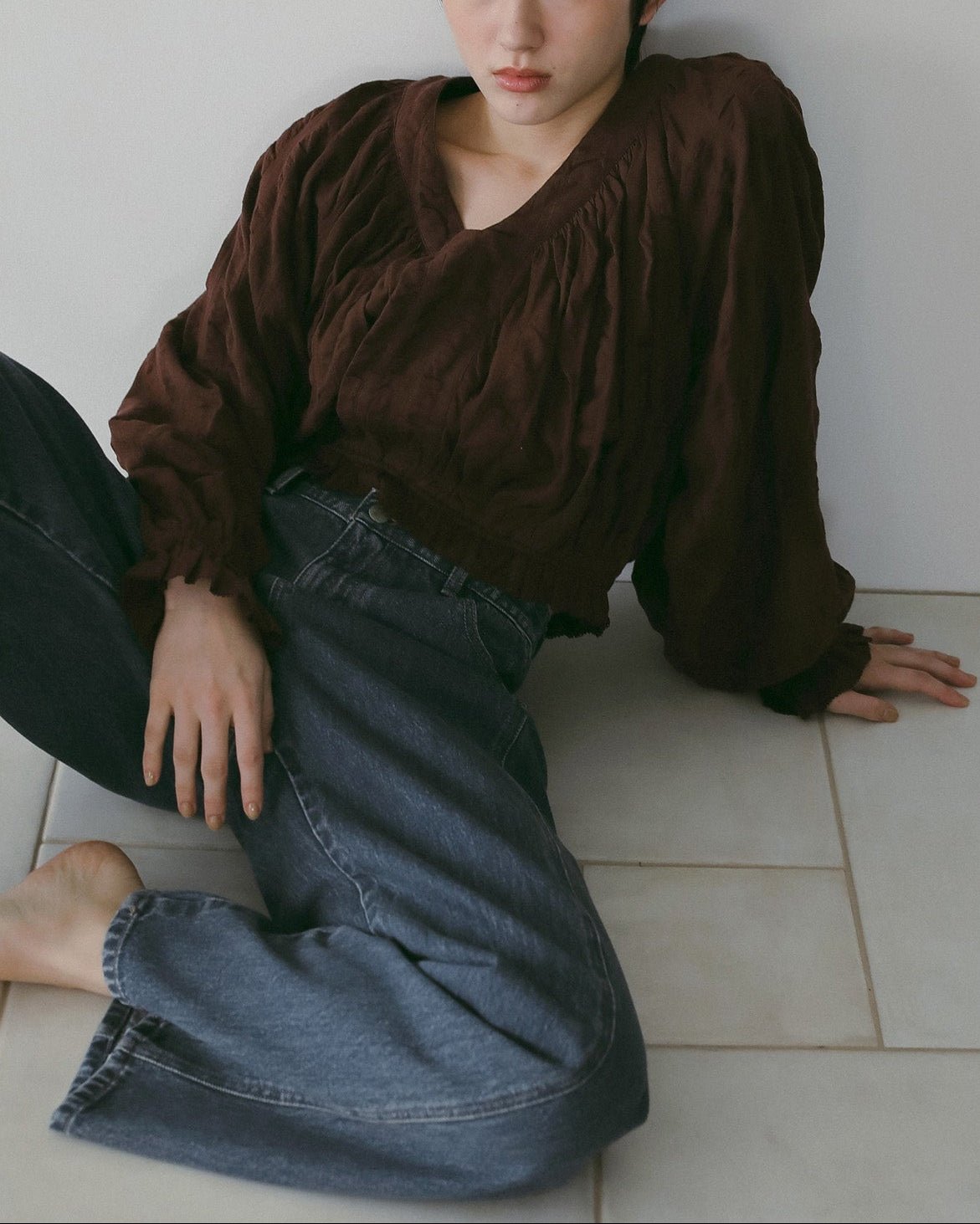 【anuke 26 SPRING / SUMMER】Gather Volume Blouse - Champdelarose