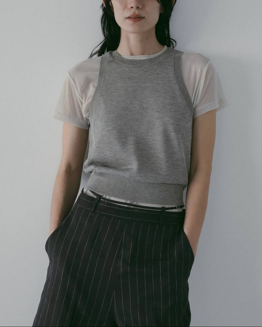 【anuke 26 SPRING / SUMMER】Highgauge Sheer Tanktop - Champdelarose