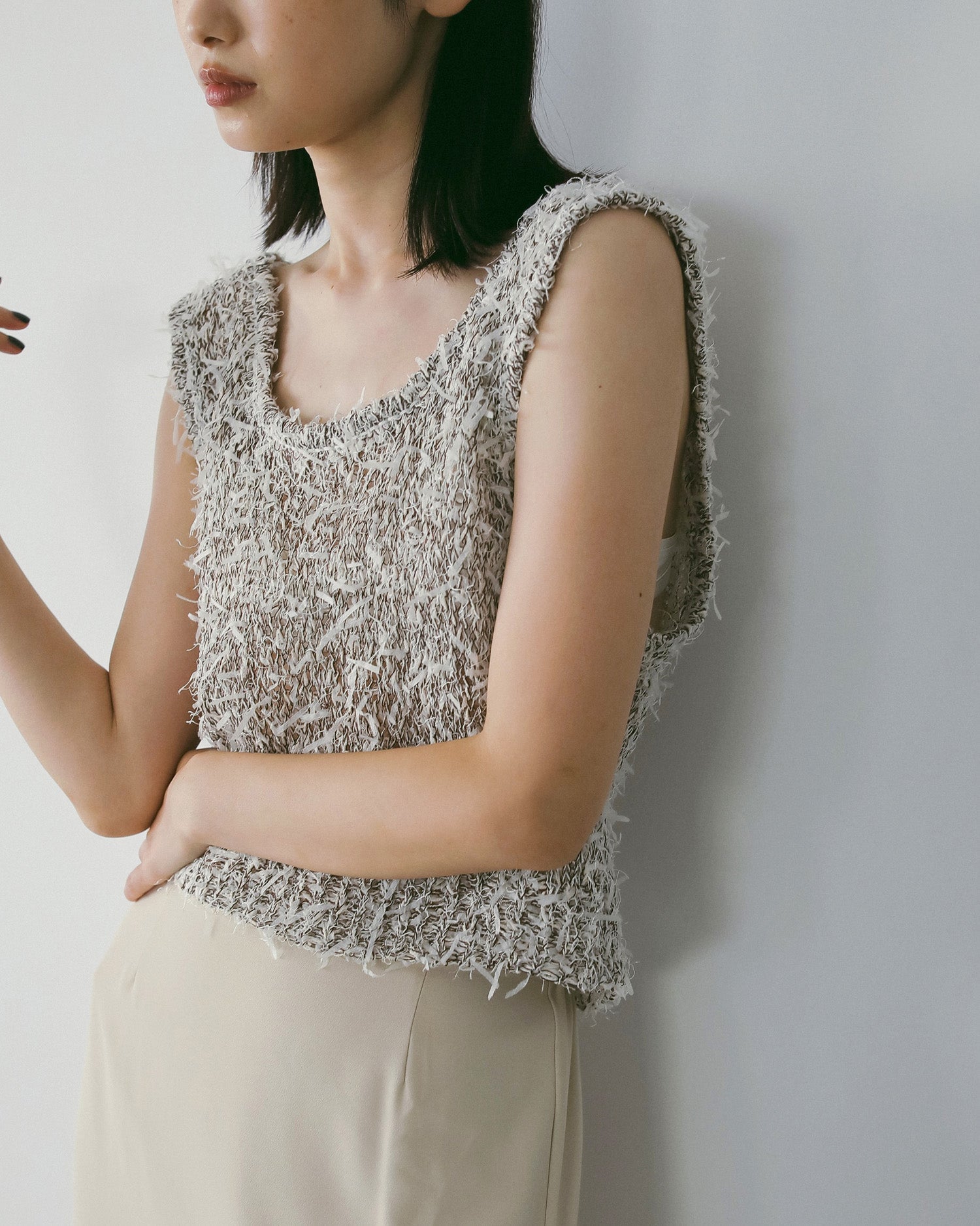 【anuke 26 SPRING / SUMMER】Mixyarn Knit Vest - Champdelarose