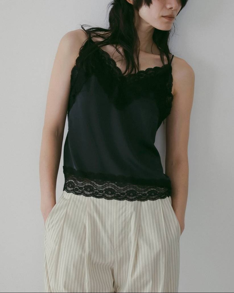 【anuke 26 SPRING / SUMMER】Satin Lace Camisole - Champdelarose