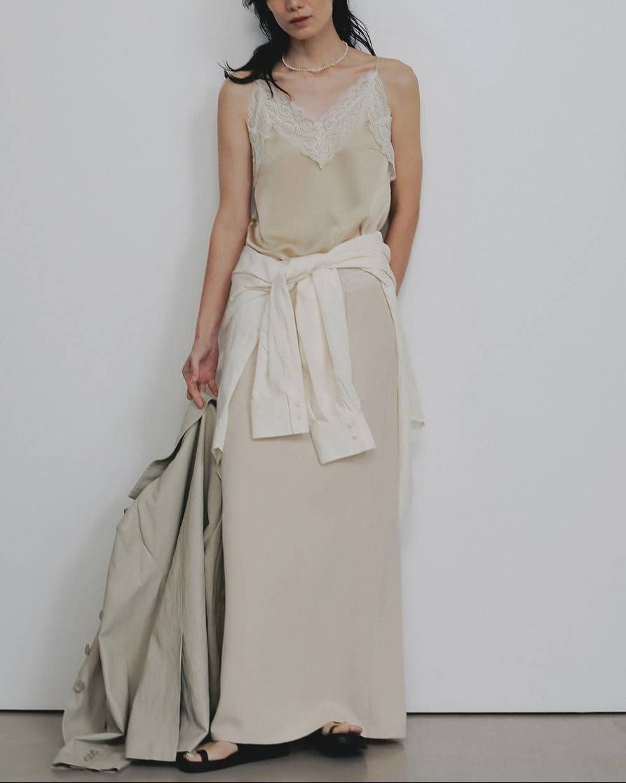 【anuke 26 SPRING / SUMMER】Satin Lace Camisole - Champdelarose