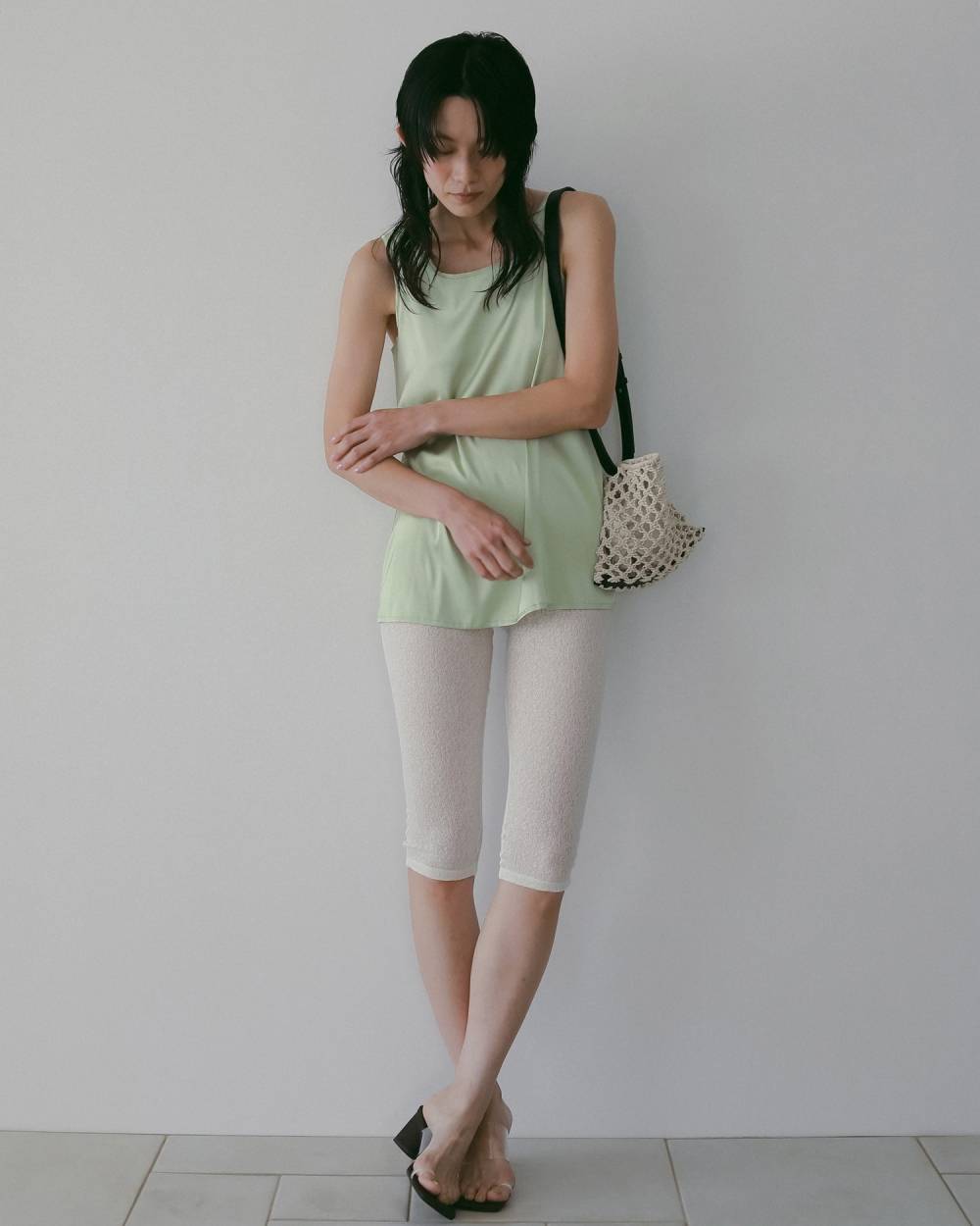 【anuke 26 SPRING / SUMMER】Satin Uneck Tops - Champdelarose