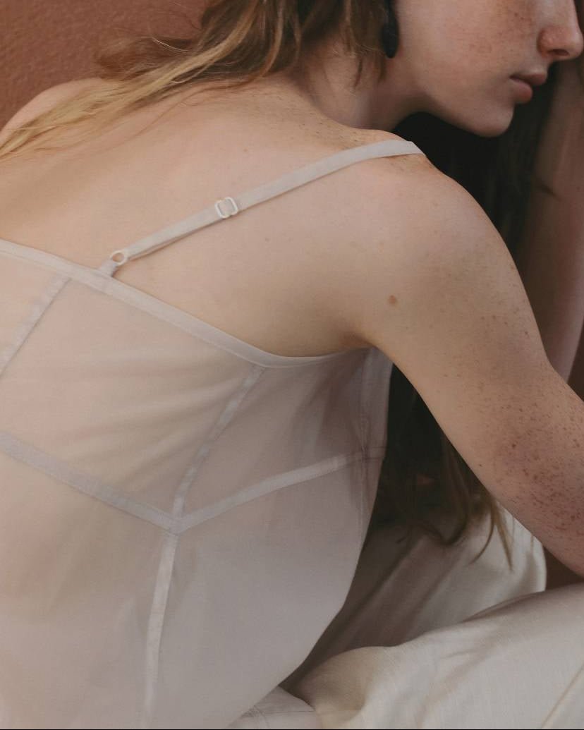 【anuke 26 SPRING / SUMMER】Sheer Panel Longcamisole - Champdelarose