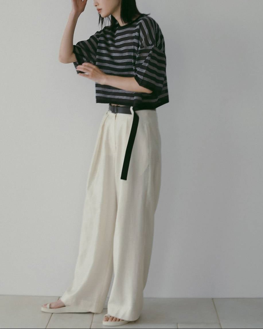 【anuke 26 SPRING / SUMMER】Sheer Tuck Pants - Champdelarose