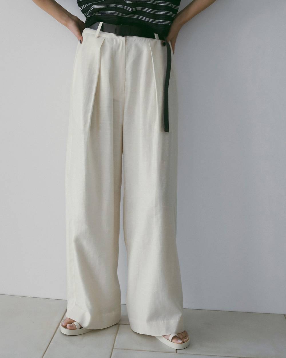 【anuke 26 SPRING / SUMMER】Sheer Tuck Pants - Champdelarose