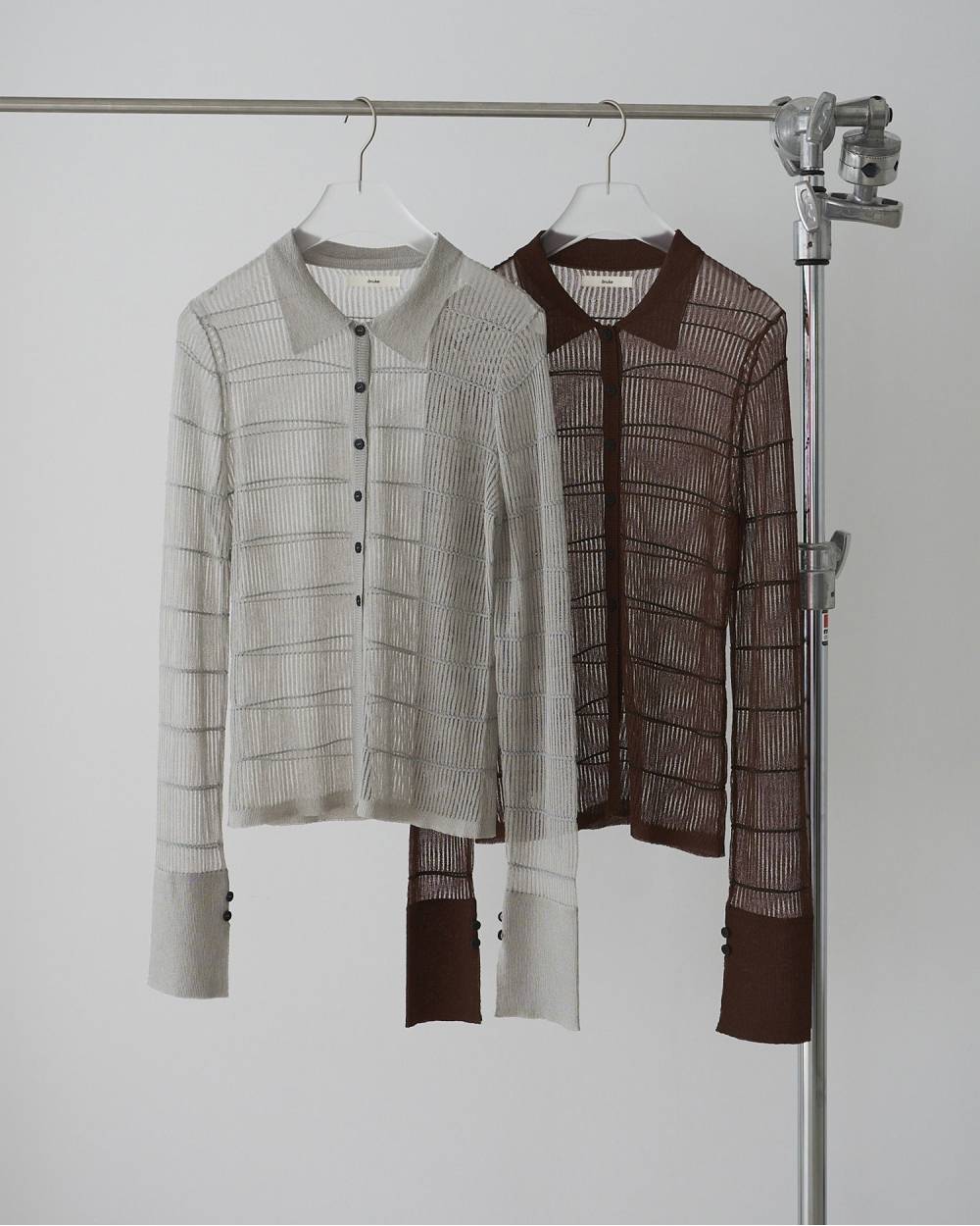 【anuke 26 SPRING / SUMMER】Sheerborder Knit Shirts - Champdelarose