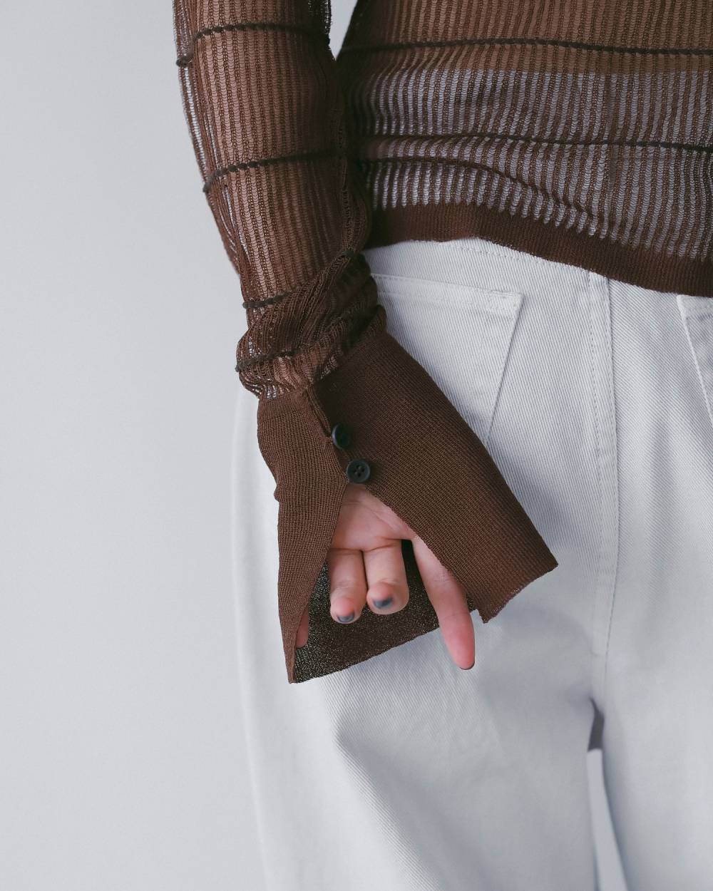 【anuke 26 SPRING / SUMMER】Sheerborder Knit Shirts - Champdelarose