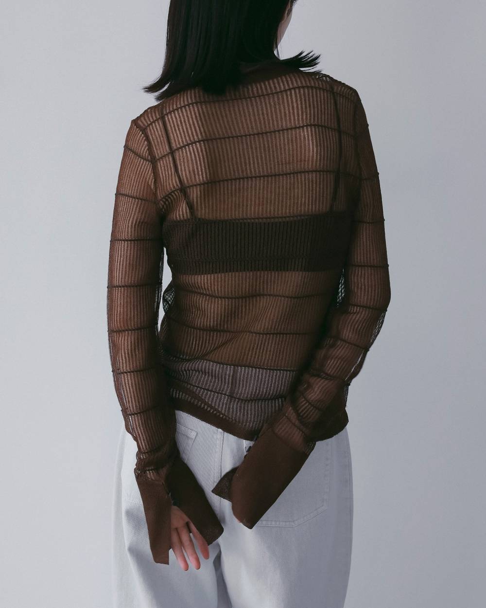 【anuke 26 SPRING / SUMMER】Sheerborder Knit Shirts - Champdelarose