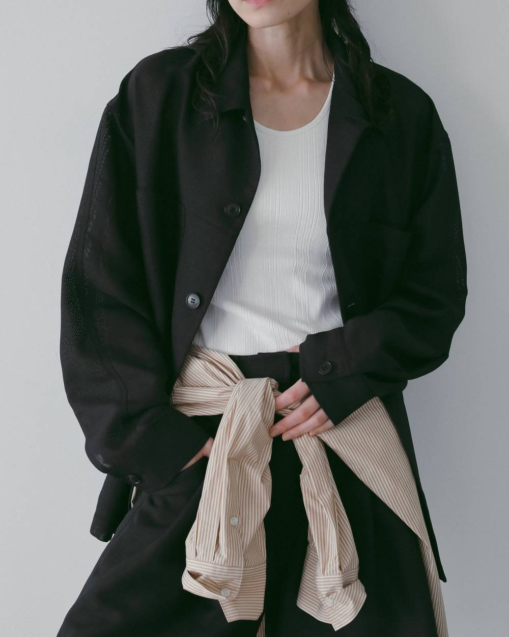 【anuke 26 SPRING / SUMMER】Stripe Over Shirts - Champdelarose