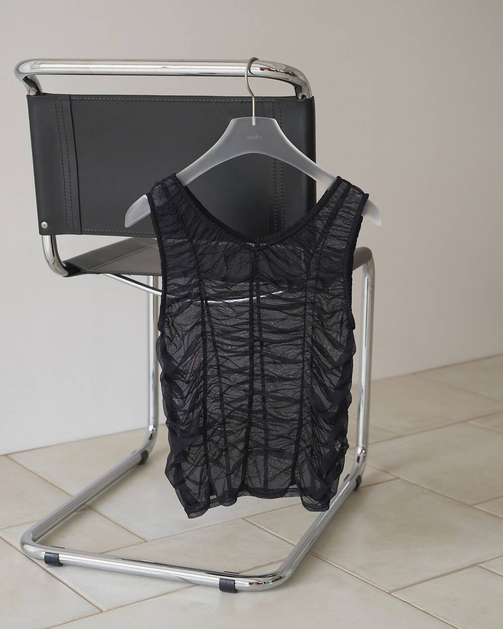 【anuke 26 SPRING / SUMMER】Tulle Gather Tanktop - Champdelarose