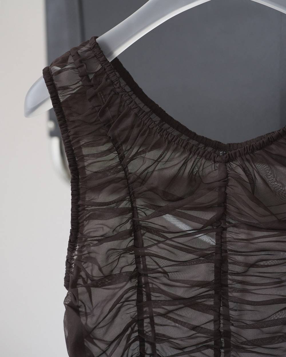 【anuke 26 SPRING / SUMMER】Tulle Gather Tanktop - Champdelarose