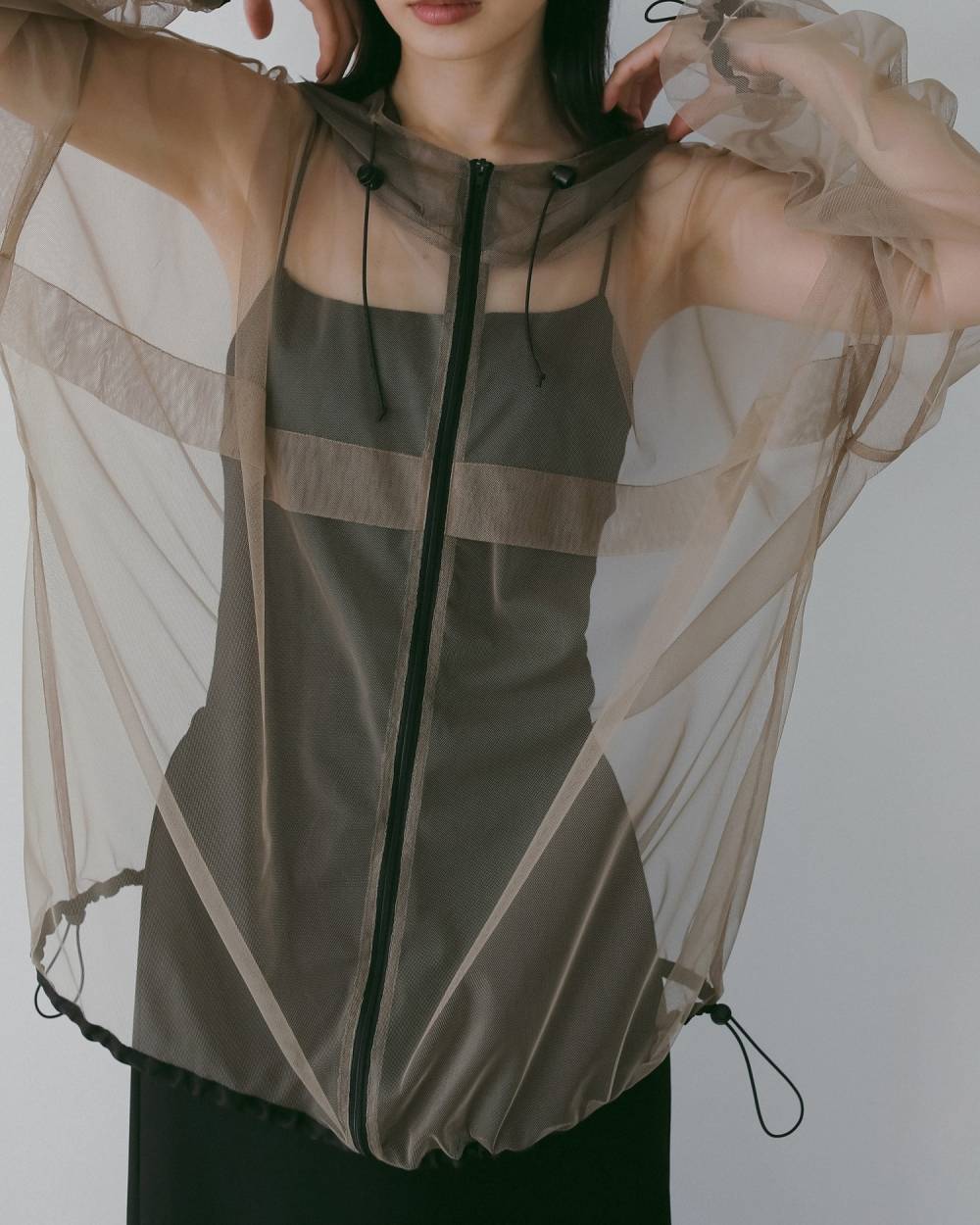 【anuke 26 SPRING / SUMMER】Tulle Zip Blouzon - Champdelarose