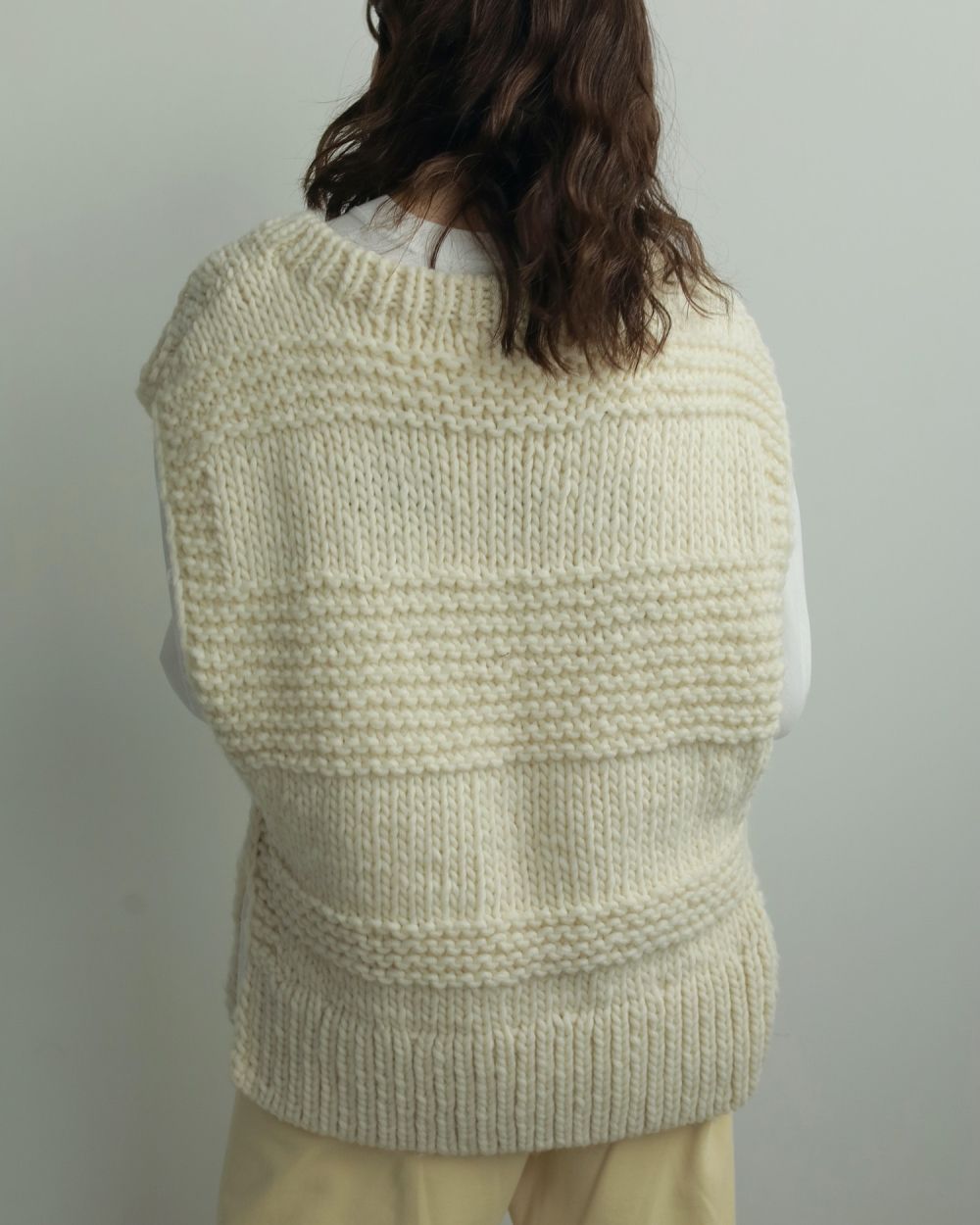 【anuke】Uneck Handknit Vest - Champdelarose