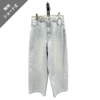 【ayane 2026 AW】グレイッシュデニムバレルレッグパンツ（ショート丈・無地） - Champdelarose