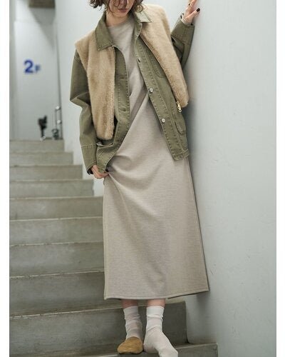 【CHIGNON 2026 AUTUMN】フェイクファードッキングベスト - Champdelarose