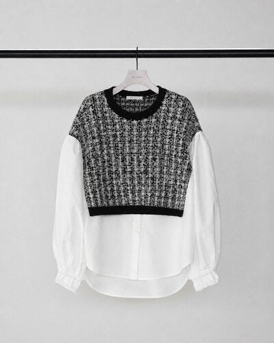 【CHIGNON 2026 AW】 ドッキングツィードニット-10月上旬頃発送 - Champdelarose